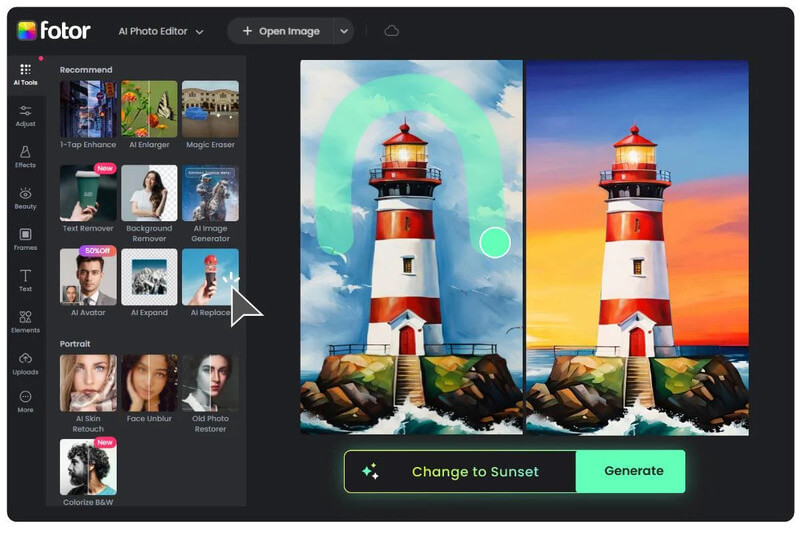 Dễ dàng thay đổi nền, tạo ảnh mới bằng AI trên trang web Fotor
