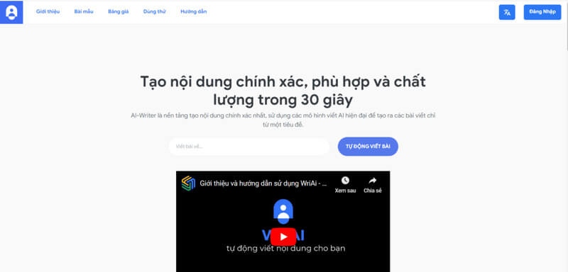 WriAI là công cụ AI viết luận văn tiếng Việt miễn phí dành cho học sinh sinh viên